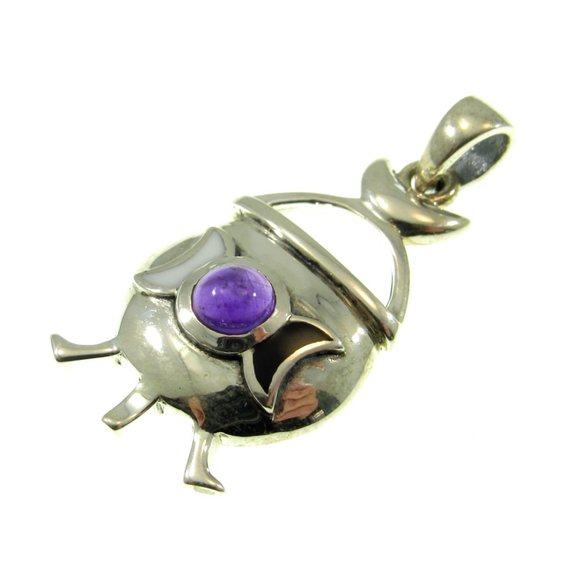 Solid 925 Sterling Silver Magickal Witch's Cauldron Pendant with Gemstone - Picture 4 of 8